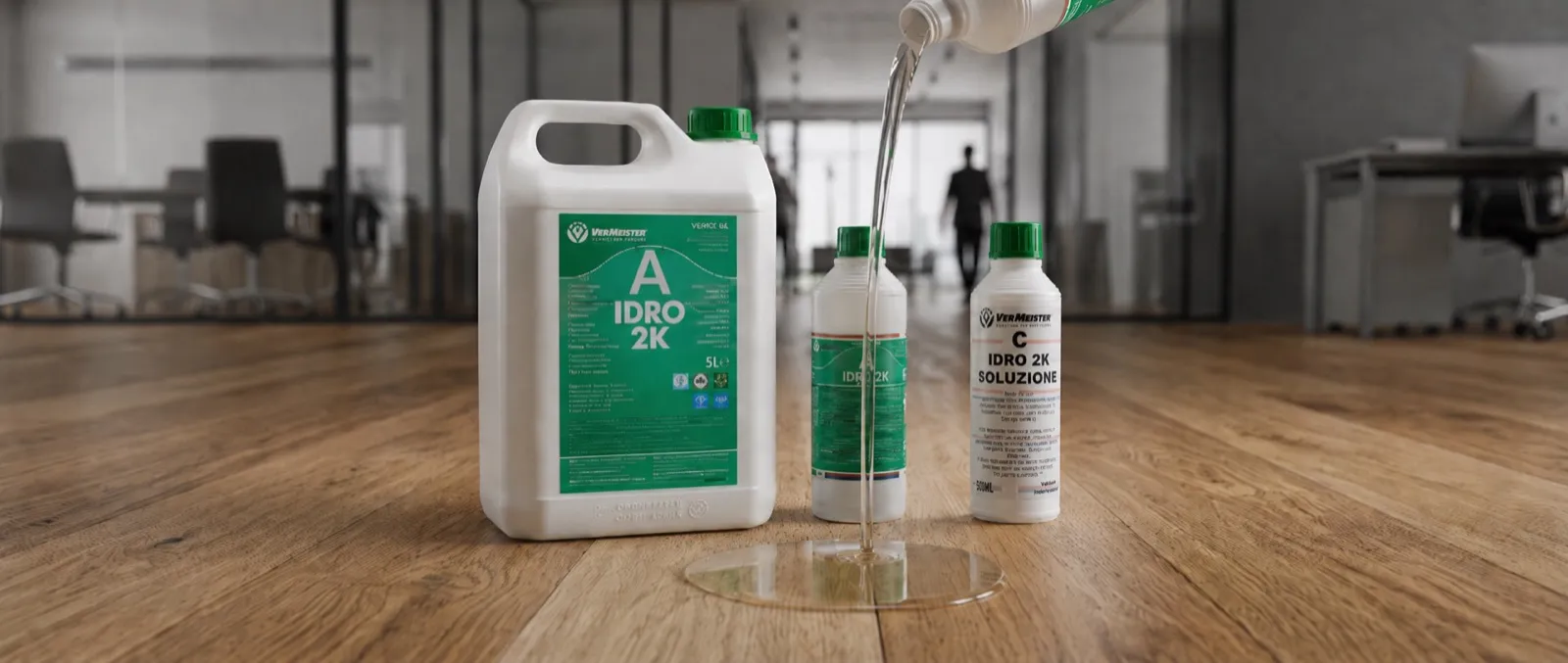 Produtos VerMeister sobre piso de madeira tratado